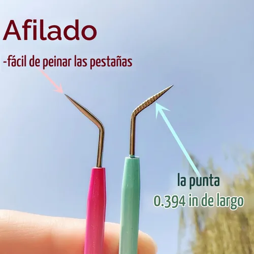 Vista 6 de Juego de herramientas de elevación de pestañas de metal, 2 piezas, herramientas separadas de pestañas mejoradas con ranura como cepillo Y, peine