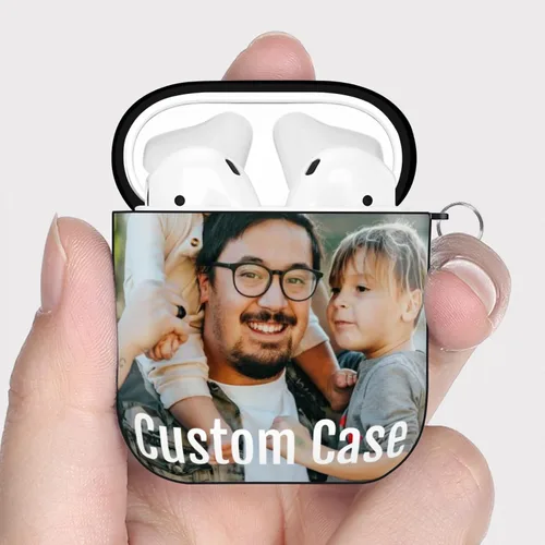 Vista 4 de Funda personalizada con tu foto, texto, nombre, funda personalizable compatible con Airpod, funda personalizada con llavero