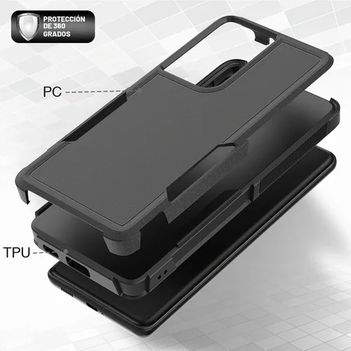 Vista 4 de Funda para Samsung Galaxy S21 Ultra: funda protectora de doble capa resistente para teléfono celular, a prueba de golpes, con protector de pantalla