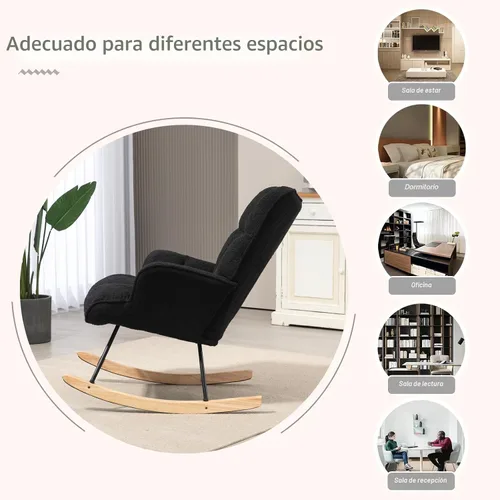 Vista 5 de Mecedora para guardería, silla deslizante para interiores, cómodas sillas de lactancia compactas para espacios pequeños, sala de estar, aula Negro
