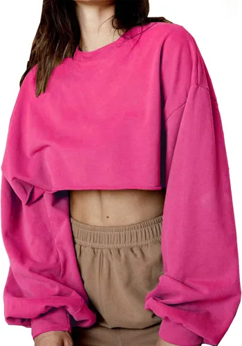 Vista 2 de Artfish Camisetas cortas de manga larga con cuello redondo para mujer sudaderas sueltas