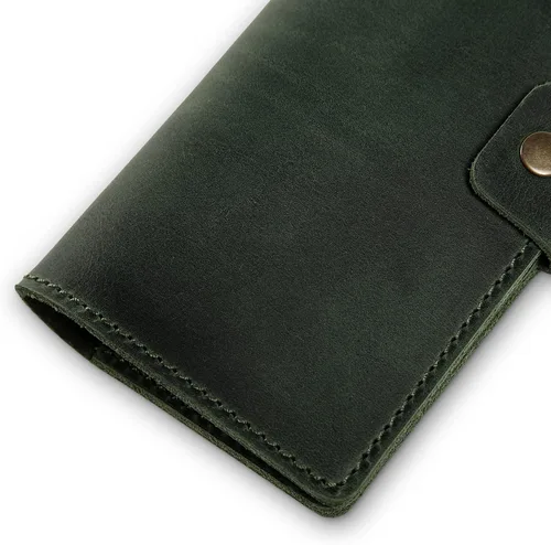Vista 4 de PEGAI Handmade Minimalist Design Checkbook Cover 100% Distressed Full Grain Horse Leather Checkbook Wallet Business Checkbook Binder Clark