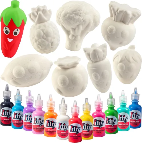 Vista 12 de Kit de manualidades Jumbo Squishy Toys (paquete de 8 criaturas de jardín) – Pinta tus propios Squishies de levantamiento lento para niños – Incluye