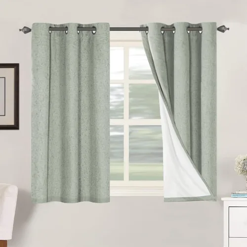 Vista 82 de H.VERSAILTEX Cortinas 100% opacas con aislamiento térmico, texturizadas, de lino, con bloqueo completo de calor y luz, para sala de estar y Negro
