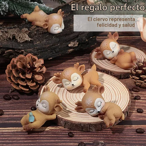 Vista 7 de 12 piezas de figuras de ciervos para decoración de pasteles para baby