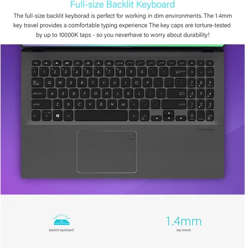 Vista 6 de ASUS VivoBook - Portátil delgado y ligero, pantalla FHD de 15.6 pulgadas, procesador AMD Ryzen 3 3250U, gráficos AMD Radeon, teclado retroiluminado
