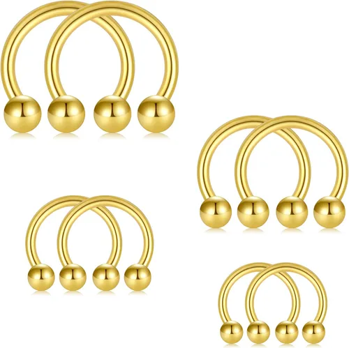 Vista 14 de D.Bella Anillos de herradura para el tabique de nariz de acero quirúrgico 16G 18G 20G Joyería de piercing para nariz, cartílago, hélix, tragus, aro
