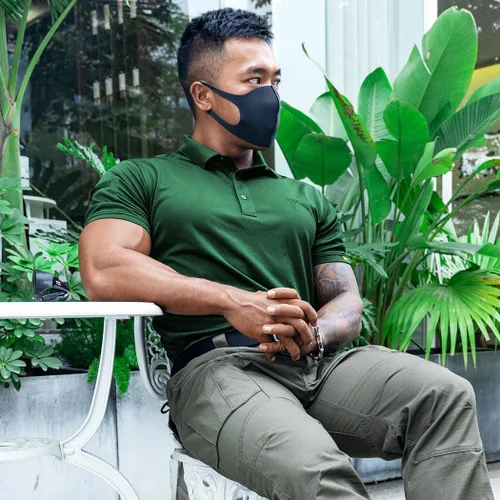 Vista 6 de IDOGEAR Polo táctico de manga corta de secado rápido rendimiento camisa de golf de ajuste regular camiseta con absorción de humedad