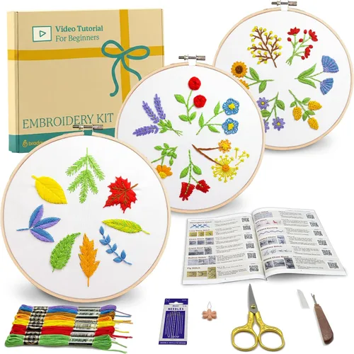 Vista 11 de Bradove Kit de Práctica de Puntadas de Bordado Clásico, Kit de Bordado para Principiantes, Kit de Bordado para Principiantes para Adultos, Kit