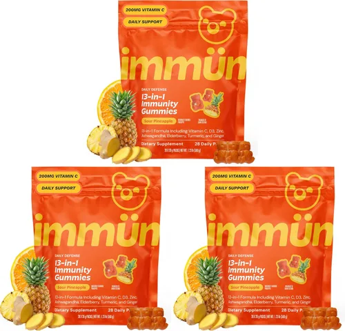 Vista 10 de Grüns Gomitas de inmunidad inmune con vitamina C, apoyo inmunológico diario