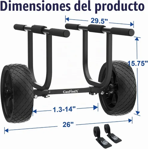 Vista 6 de GanFindX Kayak Cart 300 lbs Heavy Duty Aluminum Dolly