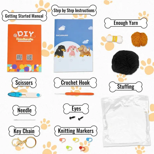 Vista 5 de Kit de ganchillo Nikolle para principiantes con videotutoriales paso a paso Kit de ganchillo de animales Kit de inicio de ganchillo para adultos