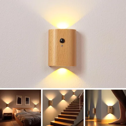 Vista 3 de Aplique de pared con sensor LED de diseño moderno pasillo Haya 1 pc