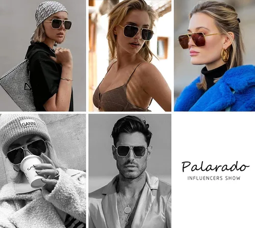 Vista 2 de Palarado Gafas de sol cuadradas de aviador de gran tamaño vintage retro de los años 70 para mujeres y hombres, tonos frescos de metal