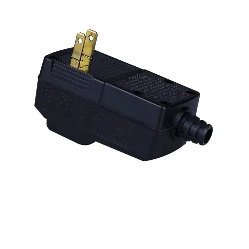 Vista 2 de GFCI - Conjunto de enchufe de repuesto de 2 clavijas, 15 amperios, impermeable, extremo de cable eléctrico, disyuntor GFI macho para bomba