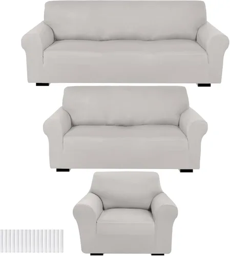 Vista 33 de Peryiter Juego de 3 Fundas para Sofá, Cubiertas de Muebles para Sofá, Loveseat, Sillón, Ajuste de Forma Elástico, Sin Arrugas, Protector de Muebles