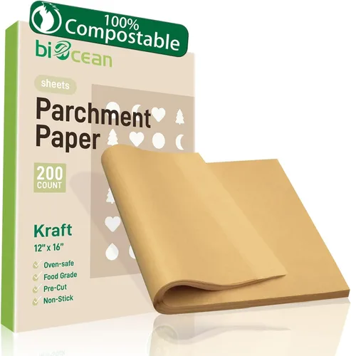 Vista 8 de 200 piezas de hojas de papel pergamino sin blanquear de 9 x 13 pulgadas precortadas de servicio pesado, suministros planos de cocina para hornear
