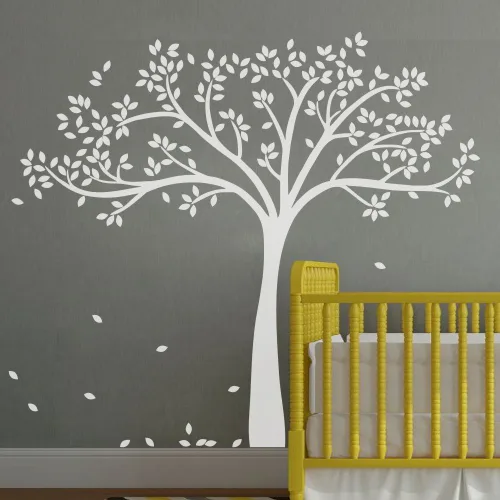 Vista 13 de Adhesivo decorativo para pared, diseño de árbol monocromático, Art Deco, Negro