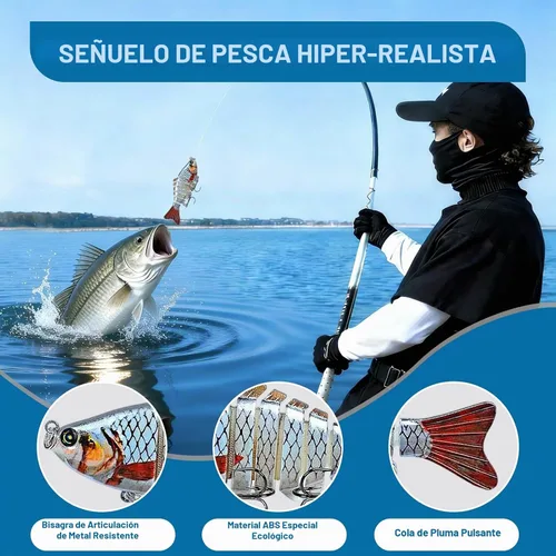 Vista 2 de Keenjorika Multi-Jointed Swimbaits, 3 Pack Slow-Sinking Segmented Fishing Lures with Rattle and Treble Hooks for Bass, Trout, Pike and Walleye