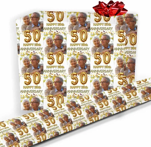 Vista 14 de Artsadd Papel de regalo personalizado con texto con imagen para aniversario, día de San Valentín, papel de regalo con foto personalizada con corazón