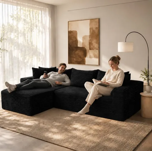 Vista 3 de Sofá modular de nube seccional de 108 pulgadas para sala de estar, asiento profundo en forma de L, sofá sin hueso con diván de gran tamaño, cómodo