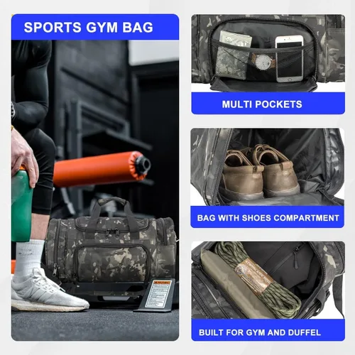 Vista 4 de Miramrax Bolsa de gimnasio para hombres y mujeres con compartimento para zapatos, deporte, fin de semana, viajes, durante la noche, bolsa