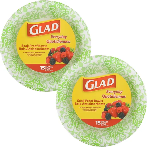 Vista 15 de Glad Cuencos redondos de papel desechables, verde victoriano, 16 onzas, 15