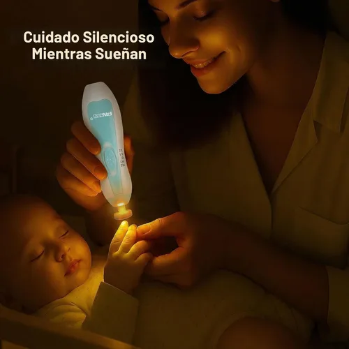 Vista 4 de Fansidi Cortadora de uñas eléctrica, lima de uñas fácil y segura para bebés recién nacidos, uso nocturno silencioso, cabezales de molienda de 4 Azul