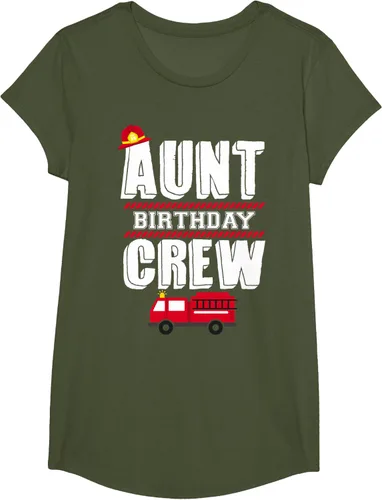 Vista 82 de Aunt Birthday Crew Fire Truck Fireman - Camiseta para fiesta de acogida, Negro, S