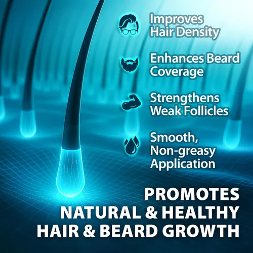 Vista 6 de 5% de minoxidil para hombres Barba: aceite de pelo y barba Spary con biotina, extracto de jengibre, aceite de lavanda