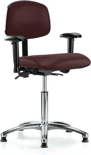 Vista 15 de PERCH - Silla giratoria con ruedas para alfombra o linóleo, cromado, Textil, Tela negra