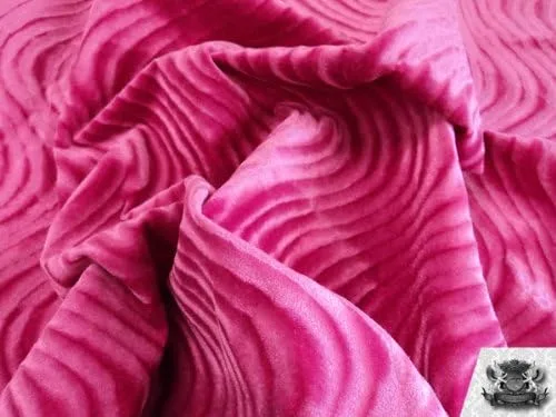 Vista 4 de Terciopelo Flocado Remolino Fucsia Tela De Tapicería Por La yarda