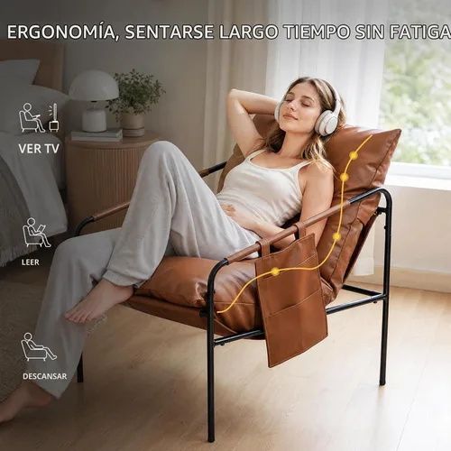 Vista 4 de TOLVIN Silla decorativa moderna, cómoda silla, silla impermeable para sala de estar con bolsillo de almacenamiento, sillas de salón tapizadas