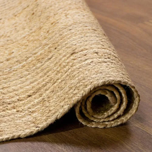 Vista 5 de Super Area Rugs Alfombra de yute – Alfombra reversible de fibra natural – Revestimiento ecológico para suelo de cocina – Puerta tejida a mano
