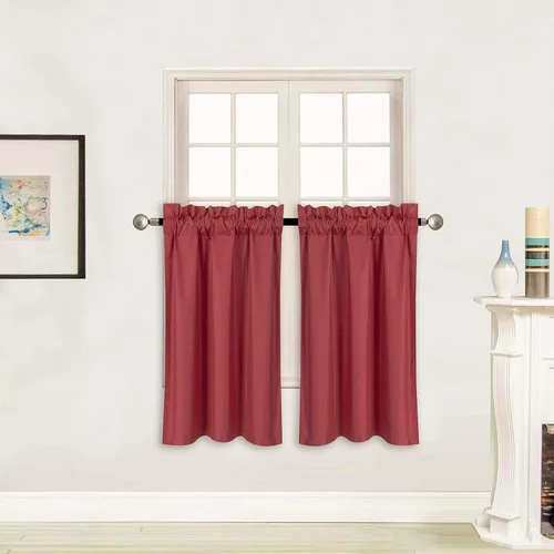 Vista 29 de Better Home Style - Cortina aislante para ventana, 2 paneles, 100% opaca, paneles cortos para cocina, baño o cualquier ventana pequeña