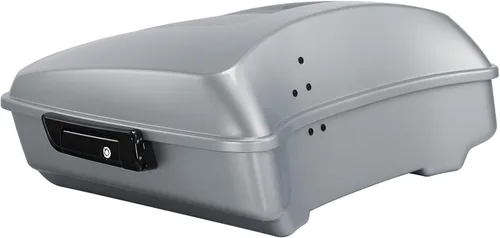 Vista 5 de TCT-MOTORPARTS Atlas Silver Metálico Maletero de Viaje Modificado con Respaldo y Montaje en Rack Adecuado para Harley Touring 14-25 Street Glide