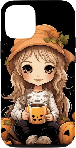 Vista 26 de Chibi Girl Anime Kawaii Pumpkin Spice Latte Fall Halloween Case for iPhone 16