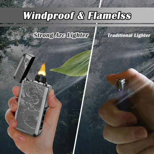 Vista 5 de SKRFIRE Encendedores de plasma recargables de dragón USB, encendedor eléctrico a prueba de viento, encendedor electrónico de llama de arco