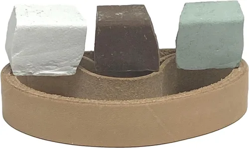 Vista 7 de Leatherbeltman - Paquete de 3 cinturones de cuero de 3/4 x 12 pulgadas para Ken Onion Work Sharp - Incluye compuestos de pulido verde, blanco