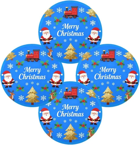 Vista 2 de Merry Christmas Dark Blue Round placemats for Dinner Table placemats Plates 15x15 in individuales para comedor