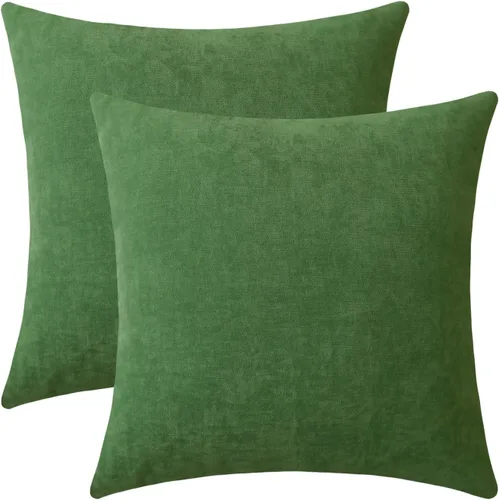 Vista 34 de Juego de 2 fundas de almohada decorativas de pana burdeos suaves y acogedoras, fundas de cojín cuadradas de chenilla para sofá, decoración de sala