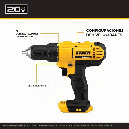Vista 3 de DEWALT Kit de combo de perforación inalámbrico de 20V MAX, 2-Herramienta (DCK240C2)