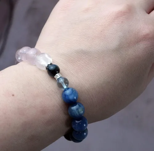 Vista 130 de Precious Gemstone Natural Crystal Healing Bracelet, Rutilated Quartz, Moonstone, Quartz Handmade Original Design Bracelet