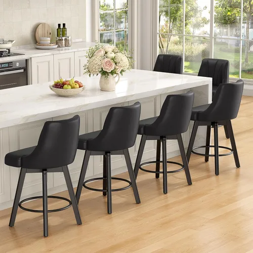 Vista 8 de REONEY Counter Height Swivel Bar Stools, 24" Modern Upholstered Barstools