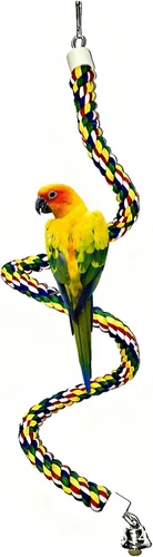 Vista 15 de Perca para pájaros, perca de cuerda para pájaros y percha de cuerda, perchas para pájaros para jaula, perca de cuerda para conures, loros, cacatúa