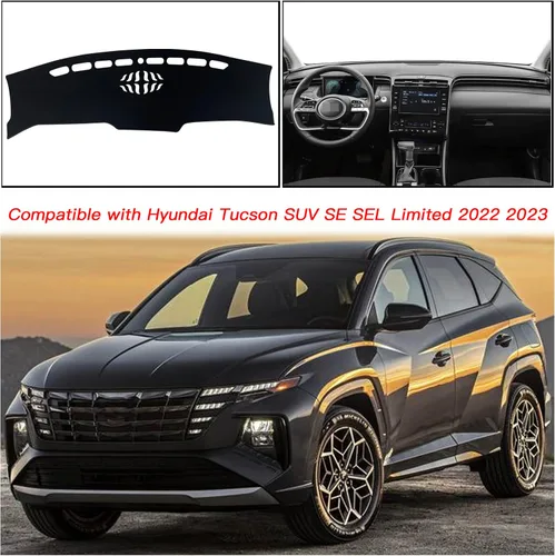 Vista 6 de Cubierta del tapete para salpicadero, consola central interior personalizada compatible con Hyundai Tucson SUV SE SEL Limited 2022 2023, accesorios