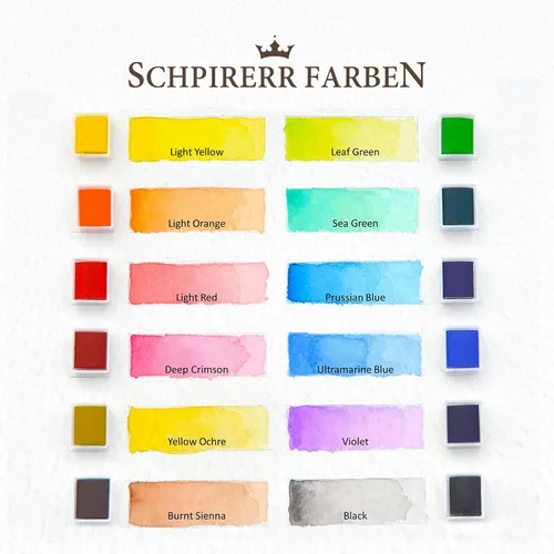 Vista 2 de SCHPIRERR FARBEN – Juego de pinturas de acuarela con pigmento rico, juego de acuarela para adultos y niños, paleta de pintor portátil en una caja