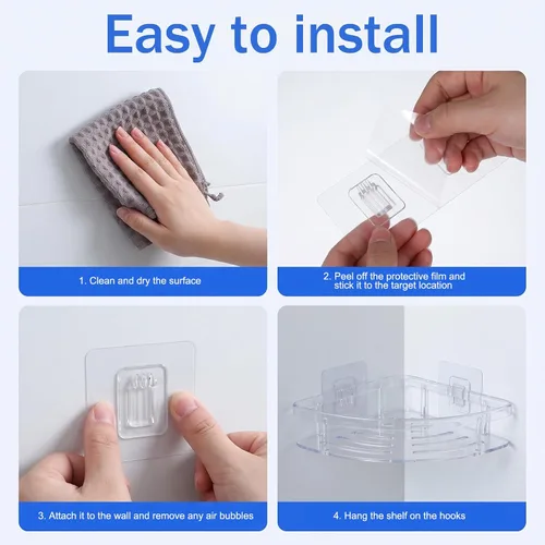 Vista 6 de 6 Pack Shower Caddy Adhesive Replacement, No Drilling Shower Shelf Adhesive