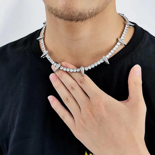 Vista 7 de ZHIHUIAN Collar para hombre, Black Panther Hero accesorios de joyería para hombre, cadena cuadrada de diamantes hip hop, regalo de joyería