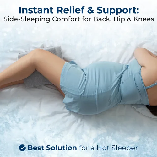 Vista 3 de 5 STARS UNITED Almohada de rodilla pequeña para personas que duermen de lado, soporte de espuma firme de cuña para vientre, espalda y rodillas